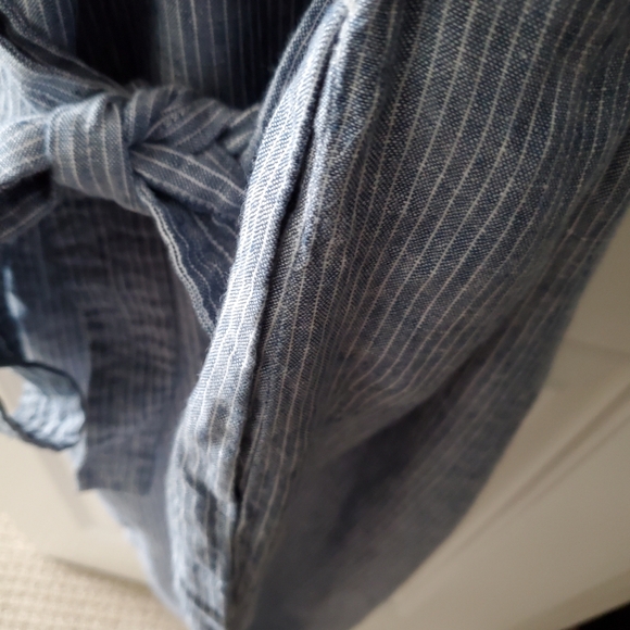 Everlane The Linen Picnic Jumpsuit (with belt),  White/Blue Pinstripe (2) - Picture 10 of 14